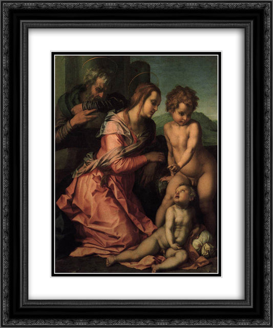 Holy Family 20x24 Black Ornate Wood Framed Art Print Poster with Double Matting by Sarto, Andrea del