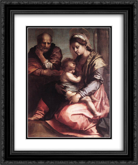 Holy Family (Barberini) 20x24 Black Ornate Wood Framed Art Print Poster with Double Matting by Sarto, Andrea del