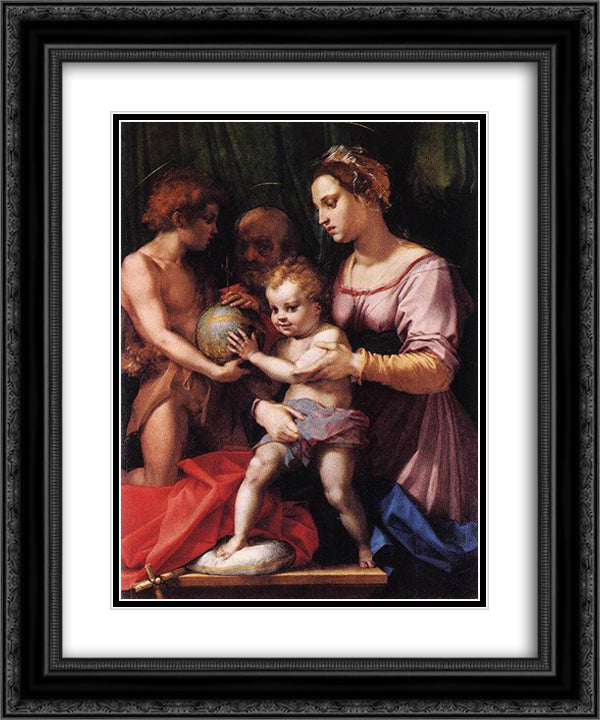 Holy Family (Borgherini) 20x24 Black Ornate Wood Framed Art Print Poster with Double Matting by Sarto, Andrea del