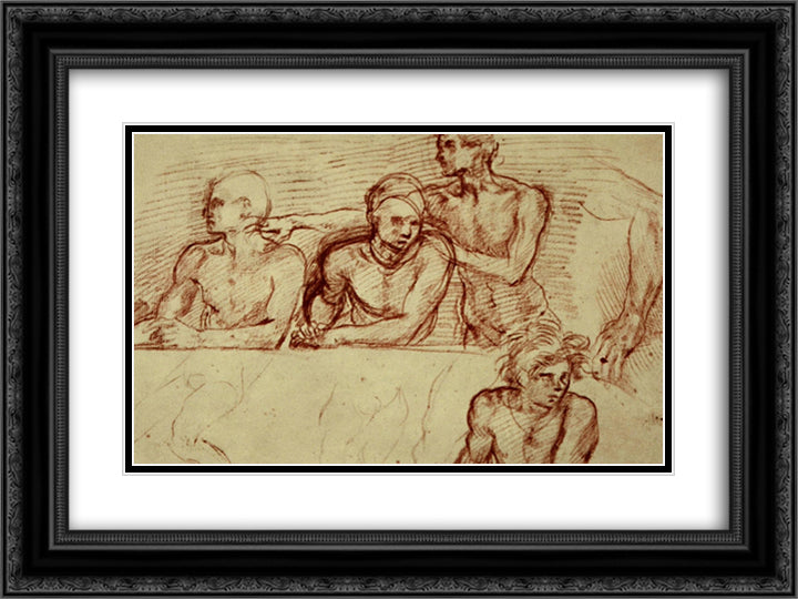 Last Supper (study) 24x18 Black Ornate Wood Framed Art Print Poster with Double Matting by Sarto, Andrea del