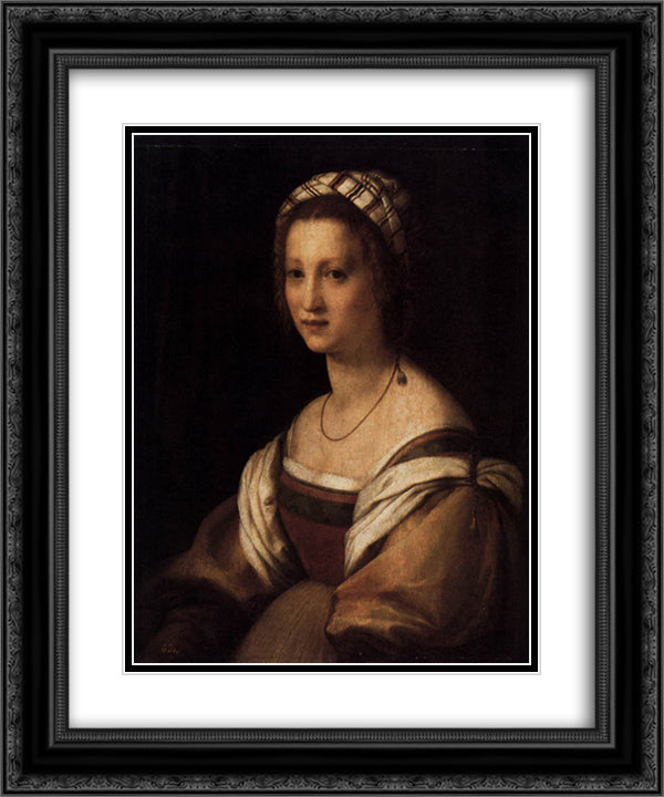 Lucrezia di Baccio del Fede, the Artist's Wife 20x24 Black Ornate Wood Framed Art Print Poster with Double Matting by Sarto, Andrea del