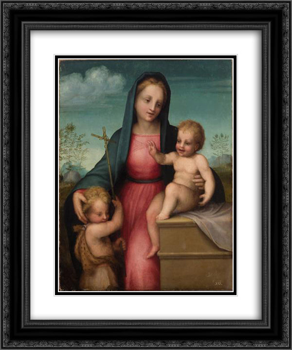 Madonna and Child with St. John the Baptist 20x24 Black Ornate Wood Framed Art Print Poster with Double Matting by Sarto, Andrea del