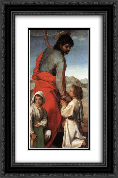 St. James with Two Children 16x24 Black Ornate Wood Framed Art Print Poster with Double Matting by Sarto, Andrea del