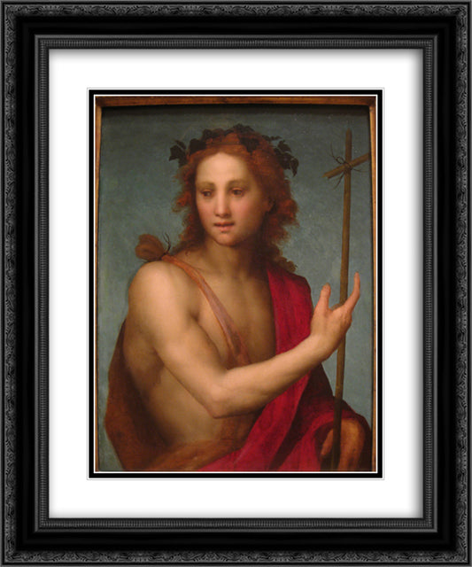 St. John the Baptist 20x24 Black Ornate Wood Framed Art Print Poster with Double Matting by Sarto, Andrea del