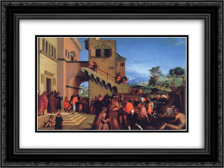 Stories of Joseph 24x18 Black Ornate Wood Framed Art Print Poster with Double Matting by Sarto, Andrea del