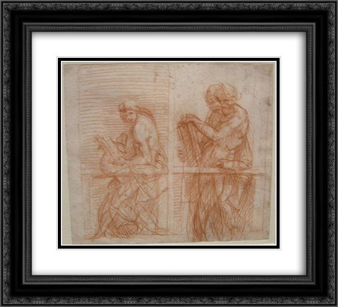 Study of the Figures behind a Balustrade 22x20 Black Ornate Wood Framed Art Print Poster with Double Matting by Sarto, Andrea del