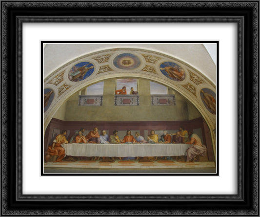 The Last Supper 24x20 Black Ornate Wood Framed Art Print Poster with Double Matting by Sarto, Andrea del