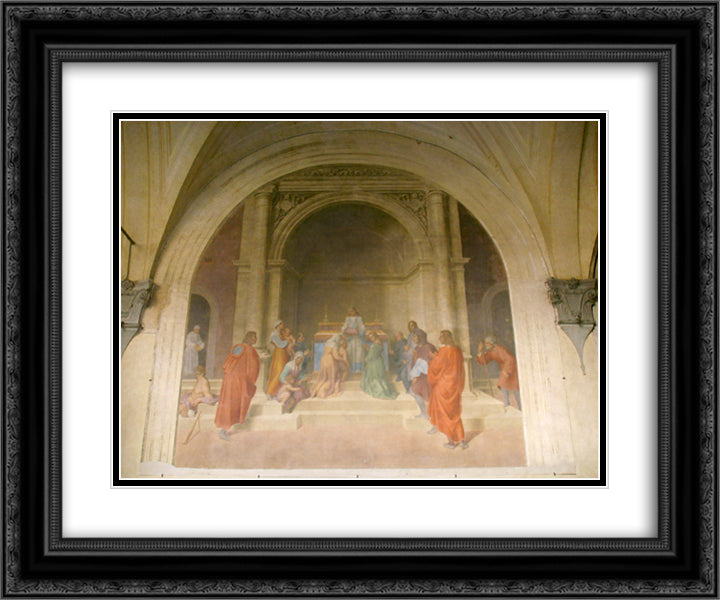 The Miracle of the Relics of San Filippo, from the Life of San Filippo Benizzi 24x20 Black Ornate Wood Framed Art Print Poster with Double Matting by Sarto, Andrea del