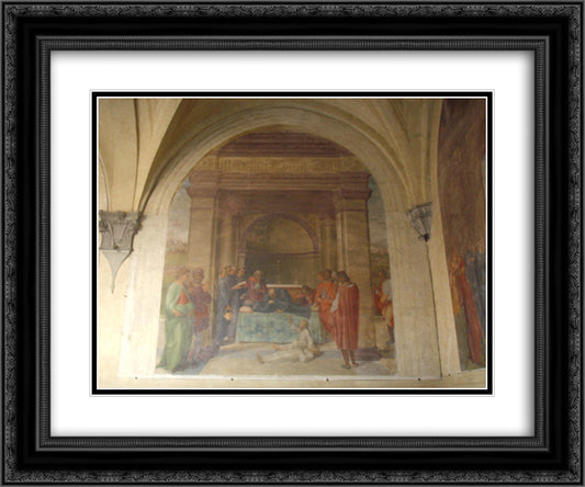 The Raising of the Dead Child by the Corpse of San Filippo 24x20 Black Ornate Wood Framed Art Print Poster with Double Matting by Sarto, Andrea del