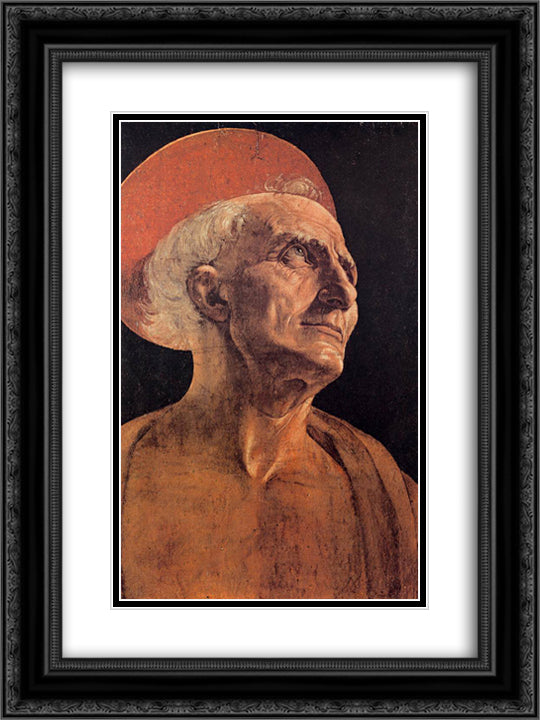 St Jerome 18x24 Black Ornate Wood Framed Art Print Poster with Double Matting by Verrocchio, Andrea del