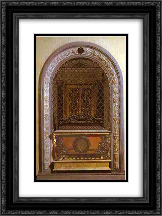 Tomb of Giovanni and Pietro de Medici 18x24 Black Ornate Wood Framed Art Print Poster with Double Matting by Verrocchio, Andrea del