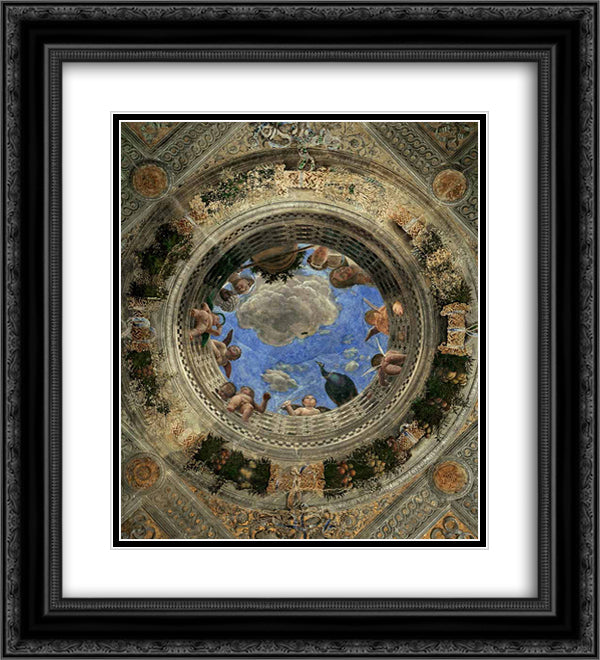 Ceiling of the Camera Picta or Camera degli Sposi 20x22 Black Ornate Wood Framed Art Print Poster with Double Matting by Mantegna, Andrea