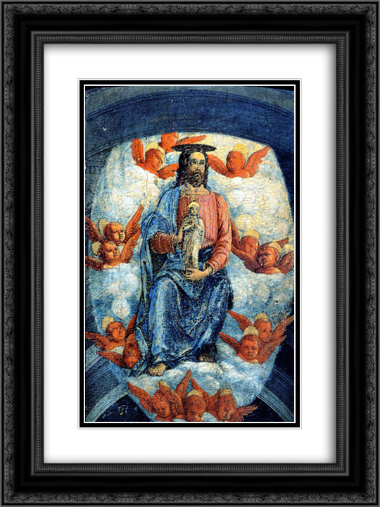 Christ with the soul of the Virgin 18x24 Black Ornate Wood Framed Art Print Poster with Double Matting by Mantegna, Andrea