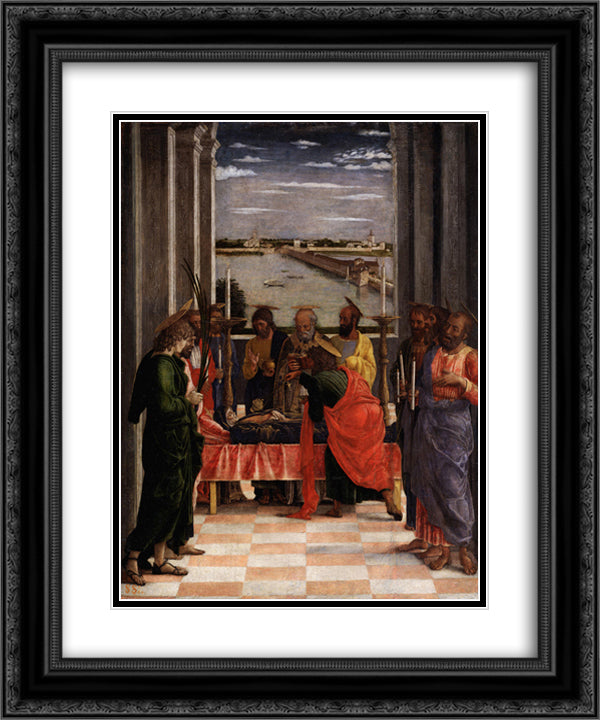 Death of the Virgin 20x24 Black Ornate Wood Framed Art Print Poster with Double Matting by Mantegna, Andrea