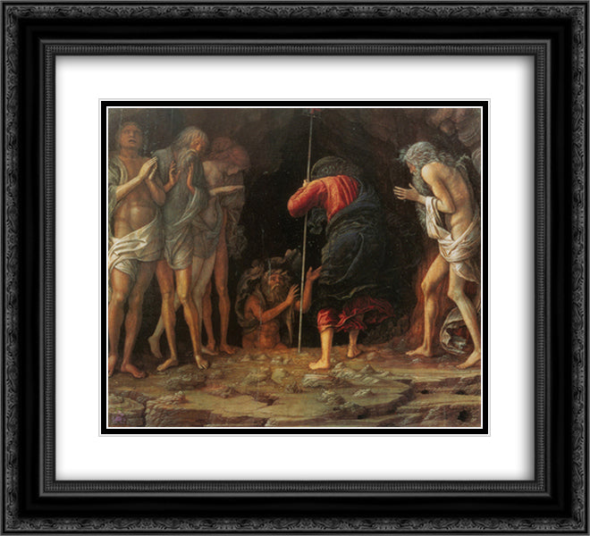 Descent into Limbo 22x20 Black Ornate Wood Framed Art Print Poster with Double Matting by Mantegna, Andrea