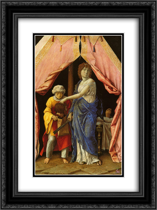 Judith 18x24 Black Ornate Wood Framed Art Print Poster with Double Matting by Mantegna, Andrea