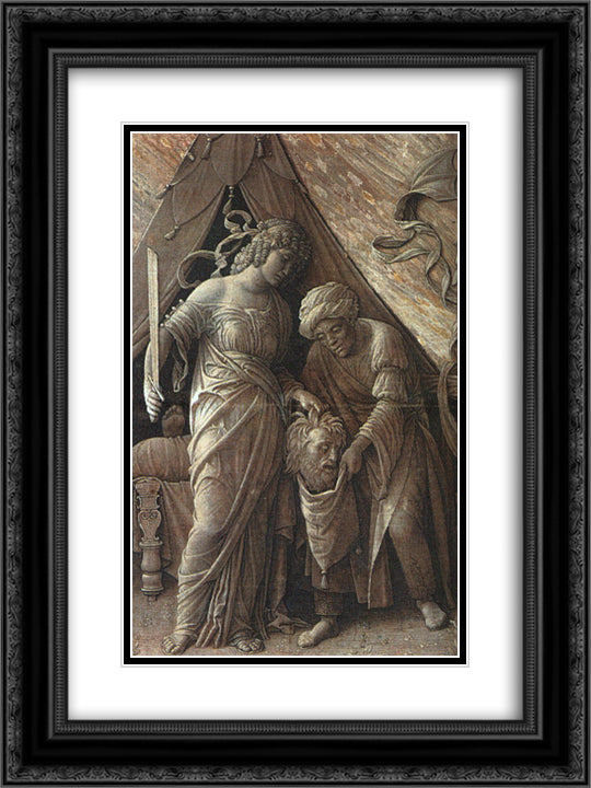 Judith and Holofernes 18x24 Black Ornate Wood Framed Art Print Poster with Double Matting by Mantegna, Andrea