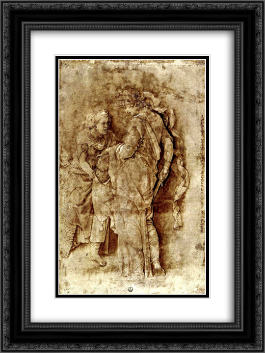 Judith with the Head of Holofernes 18x24 Black Ornate Wood Framed Art Print Poster with Double Matting by Mantegna, Andrea