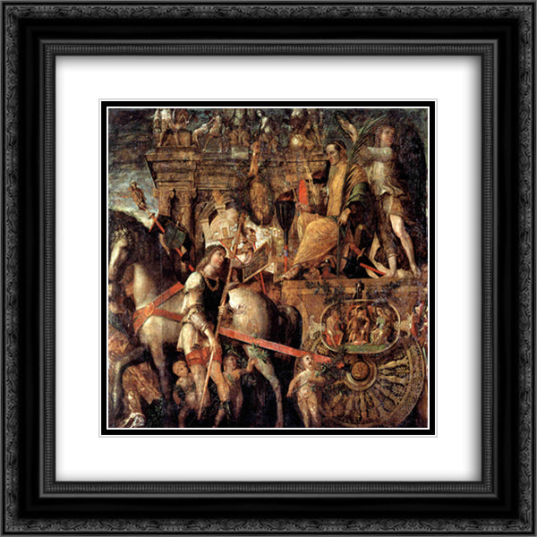 Julius Caesar on a triumphal car 20x20 Black Ornate Wood Framed Art Print Poster with Double Matting by Mantegna, Andrea