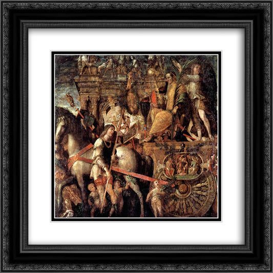 Julius Caesar on a triumphal car 20x20 Black Ornate Wood Framed Art Print Poster with Double Matting by Mantegna, Andrea