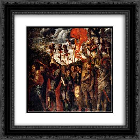 Musicians and teaches Carriers 20x20 Black Ornate Wood Framed Art Print Poster with Double Matting by Mantegna, Andrea