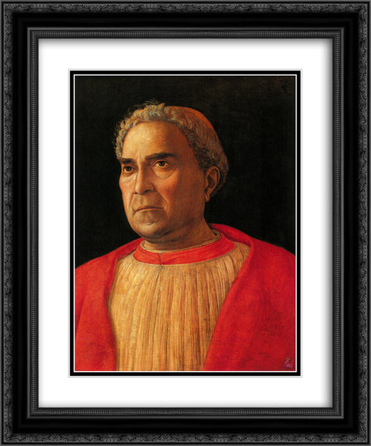 Portrait of Cardinal Lodovico Mezzarota 20x24 Black Ornate Wood Framed Art Print Poster with Double Matting by Mantegna, Andrea