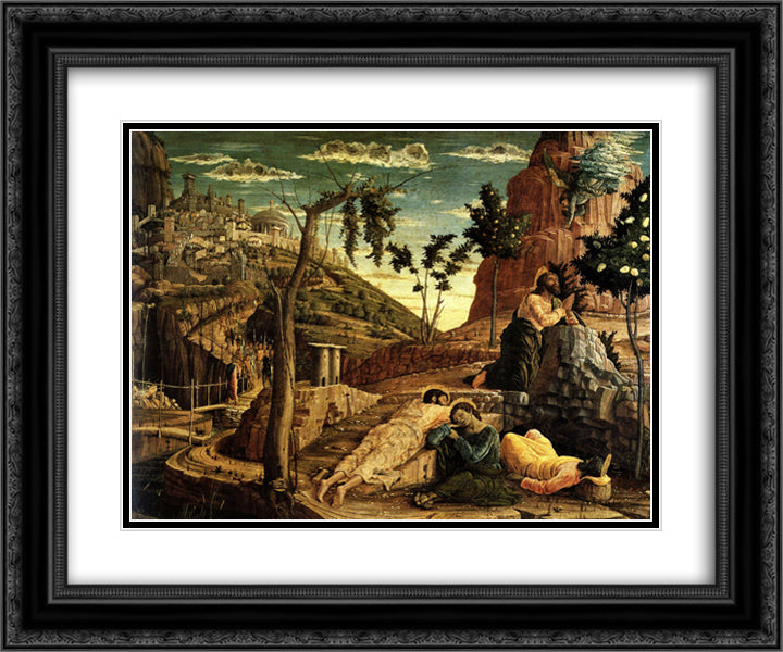 Prayer in the Garden 24x20 Black Ornate Wood Framed Art Print Poster with Double Matting by Mantegna, Andrea