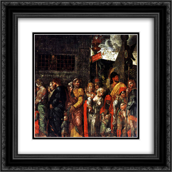 Prisonnniers 20x20 Black Ornate Wood Framed Art Print Poster with Double Matting by Mantegna, Andrea