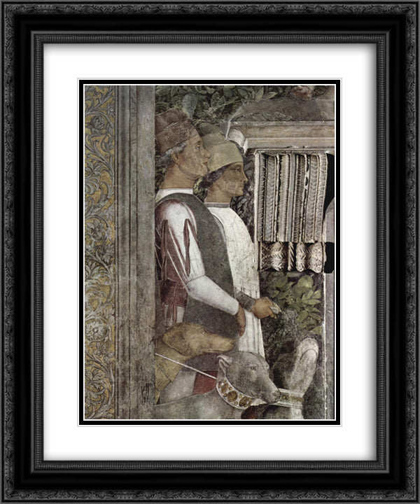 Scene waitingservant with dogs(fragment) 20x24 Black Ornate Wood Framed Art Print Poster with Double Matting by Mantegna, Andrea