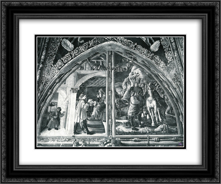 Scenes from the Life of St.Christopher 24x20 Black Ornate Wood Framed Art Print Poster with Double Matting by Mantegna, Andrea