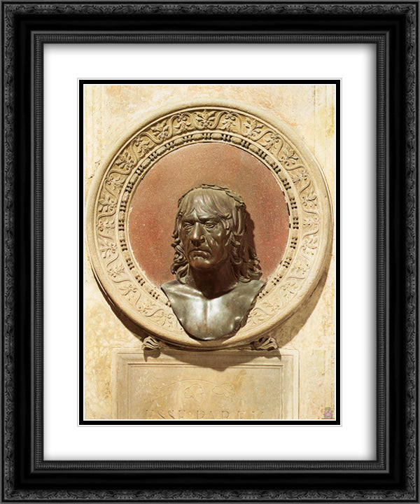Self-Portrait 20x24 Black Ornate Wood Framed Art Print Poster with Double Matting by Mantegna, Andrea