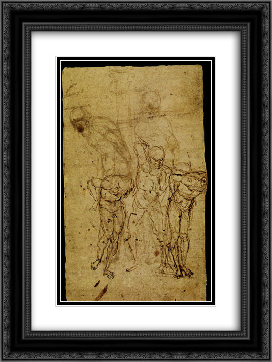 Study for a Flagellation 18x24 Black Ornate Wood Framed Art Print Poster with Double Matting by Mantegna, Andrea
