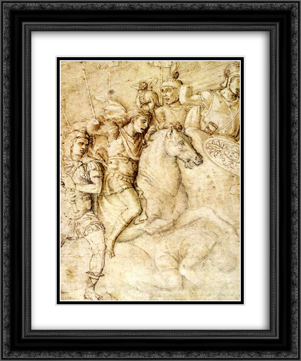 Study of an Ancient Bas Relief of the Arch of Constantine 20x24 Black Ornate Wood Framed Art Print Poster with Double Matting by Mantegna, Andrea