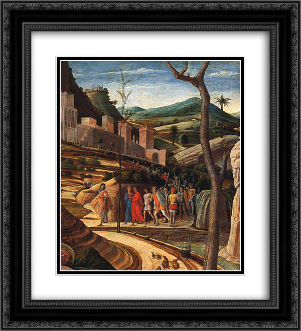 The agony in the garden 20x22 Black Ornate Wood Framed Art Print Poster with Double Matting by Mantegna, Andrea