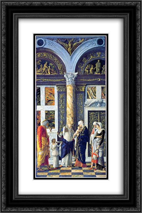 The Circumcision of Christ 16x24 Black Ornate Wood Framed Art Print Poster with Double Matting by Mantegna, Andrea