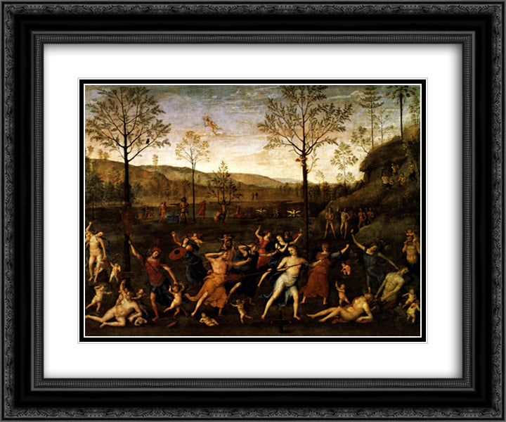 The Combat of Love and Chastity 24x20 Black Ornate Wood Framed Art Print Poster with Double Matting by Mantegna, Andrea