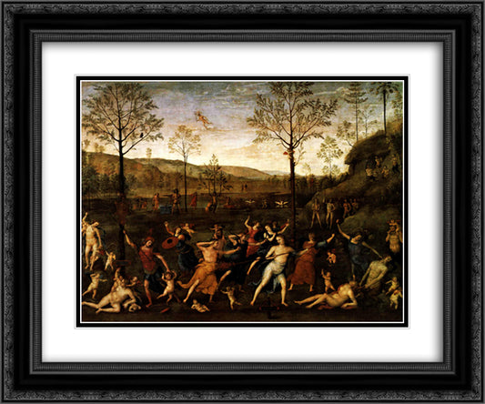 The Combat of Love and Chastity 24x20 Black Ornate Wood Framed Art Print Poster with Double Matting by Mantegna, Andrea
