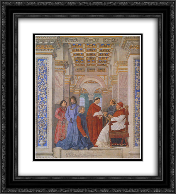 The Family of Ludovico Gonzaga 20x22 Black Ornate Wood Framed Art Print Poster with Double Matting by Mantegna, Andrea