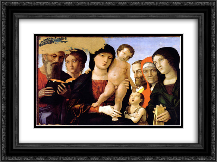 The Holy Family 24x18 Black Ornate Wood Framed Art Print Poster with Double Matting by Mantegna, Andrea