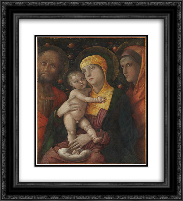 The Holy Family with Saint Mary Magdalen 20x22 Black Ornate Wood Framed Art Print Poster with Double Matting by Mantegna, Andrea