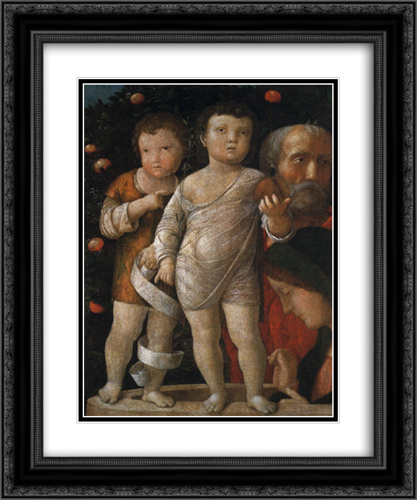 The holy family with St John 20x24 Black Ornate Wood Framed Art Print Poster with Double Matting by Mantegna, Andrea