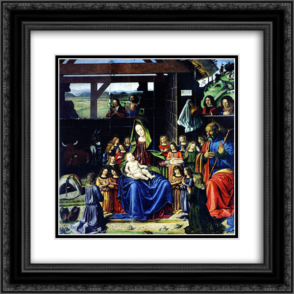 The Nativity 20x20 Black Ornate Wood Framed Art Print Poster with Double Matting by Mantegna, Andrea