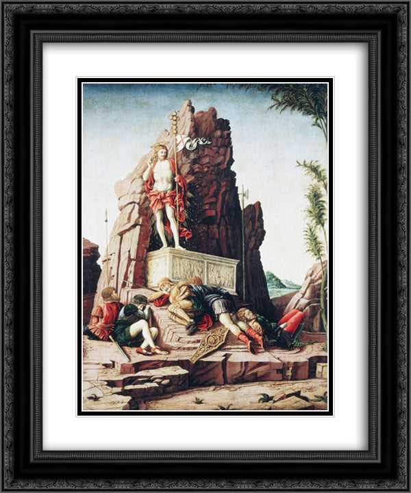 The Resurrection 20x24 Black Ornate Wood Framed Art Print Poster with Double Matting by Mantegna, Andrea