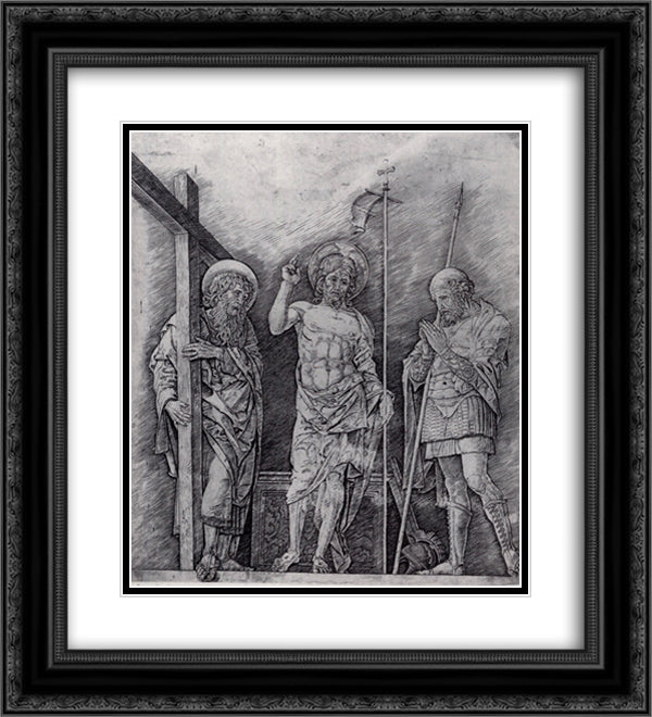 The Resurrection of Christ 20x22 Black Ornate Wood Framed Art Print Poster with Double Matting by Mantegna, Andrea