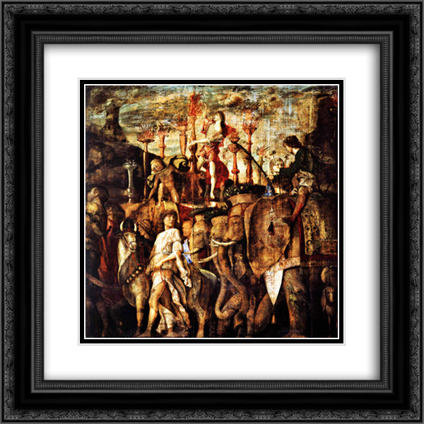 Trumpet players 20x20 Black Ornate Wood Framed Art Print Poster with Double Matting by Mantegna, Andrea