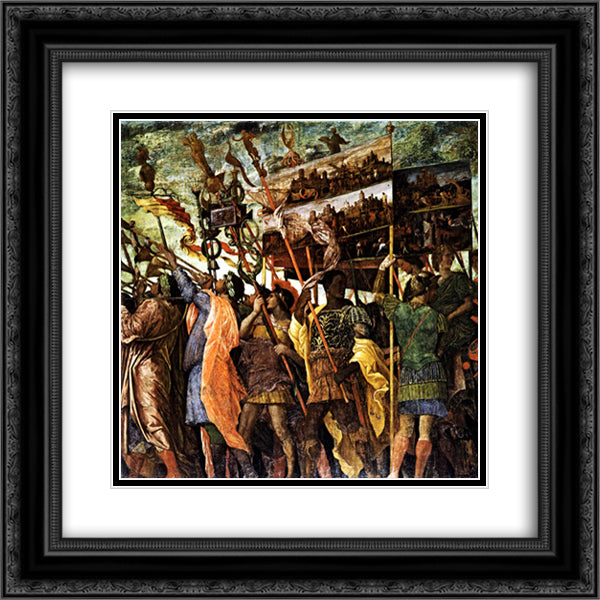 Trumpeters 20x20 Black Ornate Wood Framed Art Print Poster with Double Matting by Mantegna, Andrea