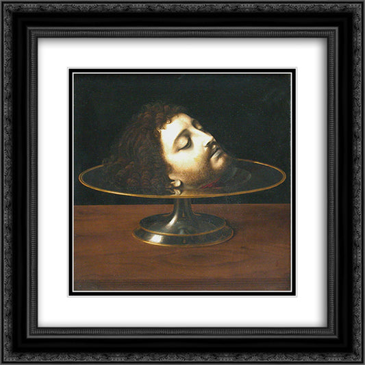 Head of St. John the Baptist 20x20 Black Ornate Wood Framed Art Print Poster with Double Matting by Solario, Andrea