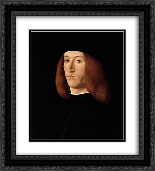 Portrait of a Young Man 20x22 Black Ornate Wood Framed Art Print Poster with Double Matting by Solario, Andrea