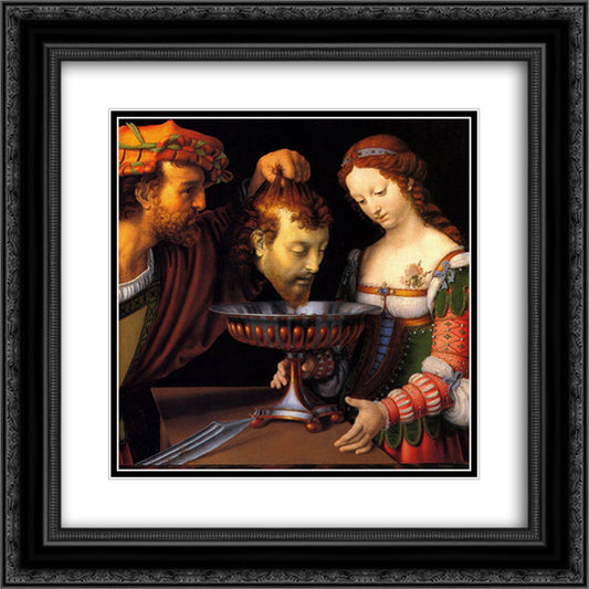 Salome with the head of John the Baptist 20x20 Black Ornate Wood Framed Art Print Poster with Double Matting by Solario, Andrea