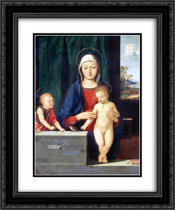 Virgin and Child 20x24 Black Ornate Wood Framed Art Print Poster with Double Matting by Solario, Andrea